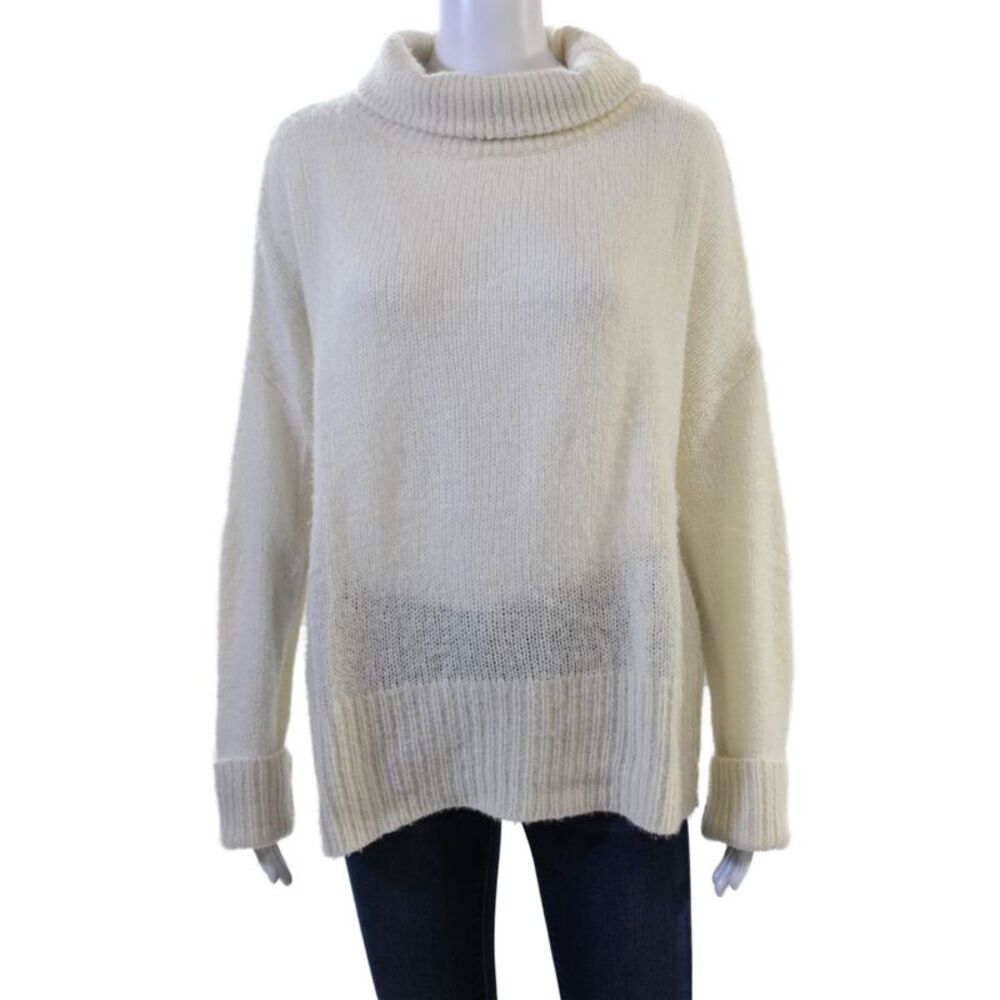 New Scotland Unisex Cashmere Silk Turtleneck Pullover Beige Size S